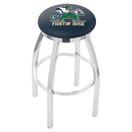 Holland Bar Stool Co 25" Chrome Notre Dame Leprechaun Swivel Bar Stool, Accent Ring L8C2C25ND-Lep